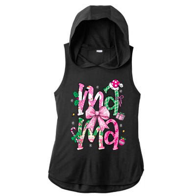 Retro Xmas Mama Coquette Bows Christmas Pajamas Gift Ladies PosiCharge Tri-Blend Wicking Draft Hoodie Tank