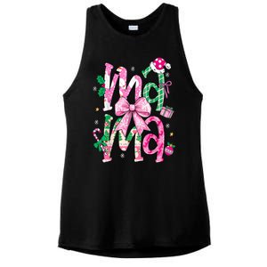 Retro Xmas Mama Coquette Bows Christmas Pajamas Gift Ladies PosiCharge Tri-Blend Wicking Tank