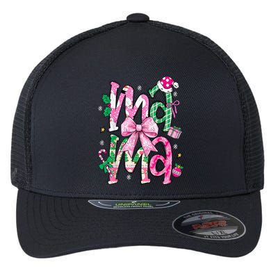 Retro Xmas Mama Coquette Bows Christmas Pajamas Gift Flexfit Unipanel Trucker Cap