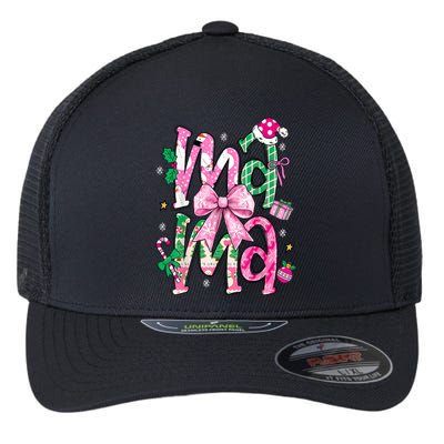 Retro Xmas Mama Coquette Bows Christmas Pajamas Gift Flexfit Unipanel Trucker Cap