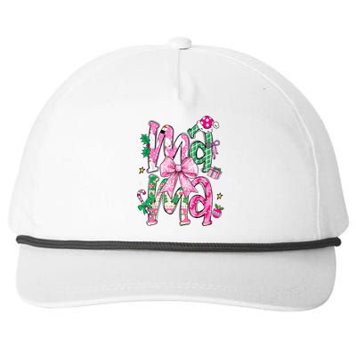 Retro Xmas Mama Coquette Bows Christmas Pajamas Gift Snapback Five-Panel Rope Hat