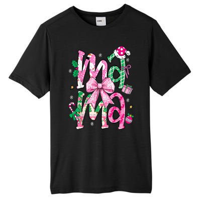 Retro Xmas Mama Coquette Bows Christmas Pajamas Gift Tall Fusion ChromaSoft Performance T-Shirt