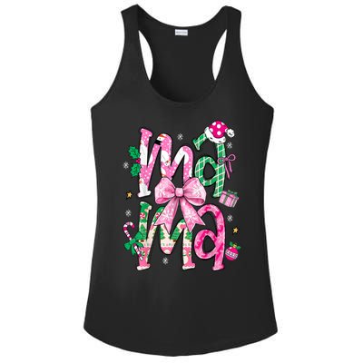 Retro Xmas Mama Coquette Bows Christmas Pajamas Gift Ladies PosiCharge Competitor Racerback Tank