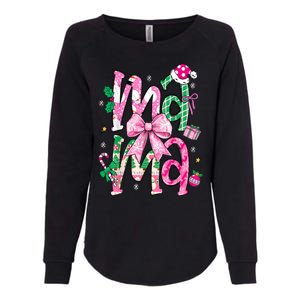 Retro Xmas Mama Coquette Bows Christmas Pajamas Gift Womens California Wash Sweatshirt