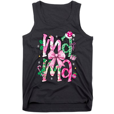 Retro Xmas Mama Coquette Bows Christmas Pajamas Gift Tank Top