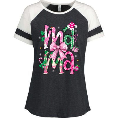 Retro Xmas Mama Coquette Bows Christmas Pajamas Gift Enza Ladies Jersey Colorblock Tee