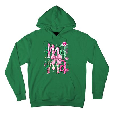 Retro Xmas Mama Coquette Bows Christmas Pajamas Gift Hoodie