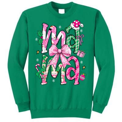 Retro Xmas Mama Coquette Bows Christmas Pajamas Gift Sweatshirt