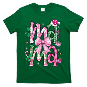 Retro Xmas Mama Coquette Bows Christmas Pajamas Gift T-Shirt