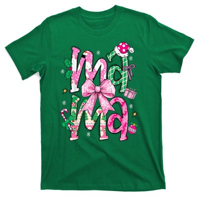 Retro Xmas Mama Coquette Bows Christmas Pajamas Gift T-Shirt