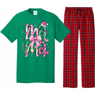 Retro Xmas Mama Coquette Bows Christmas Pajamas Gift Pajama Set