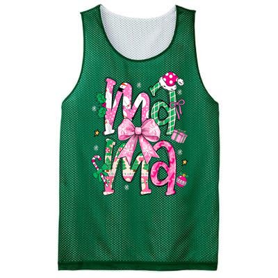 Retro Xmas Mama Coquette Bows Christmas Pajamas Gift Mesh Reversible Basketball Jersey Tank