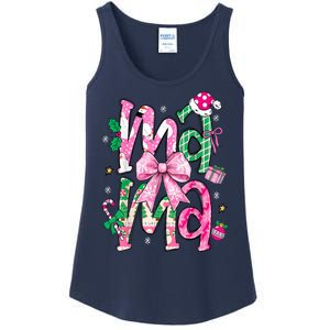 Retro Xmas Mama Coquette Bows Christmas Pajamas Gift Ladies Essential Tank