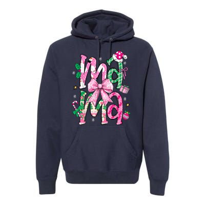 Retro Xmas Mama Coquette Bows Christmas Pajamas Gift Premium Hoodie