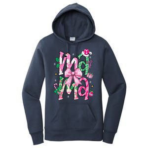 Retro Xmas Mama Coquette Bows Christmas Pajamas Gift Women's Pullover Hoodie