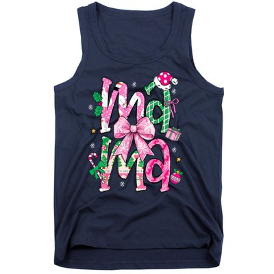 Retro Xmas Mama Coquette Bows Christmas Pajamas Gift Tank Top