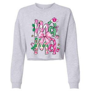 Retro Xmas Mama Coquette Bows Christmas Pajamas Gift Cropped Pullover Crew