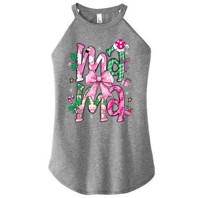 Retro Xmas Mama Coquette Bows Christmas Pajamas Gift Women's Perfect Tri Rocker Tank