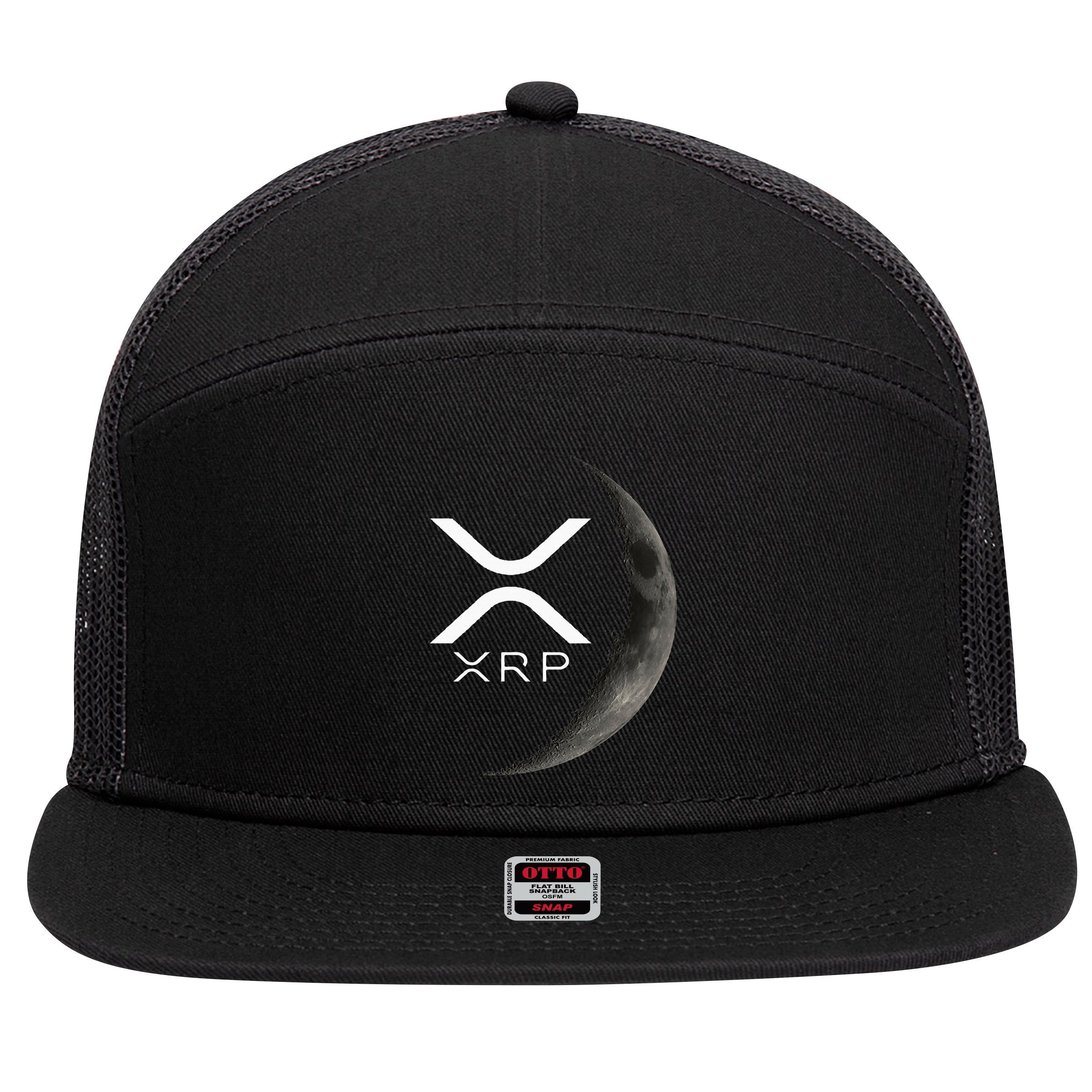 Ripple Xrp Moon 7 Panel Mesh Trucker Snapback Hat