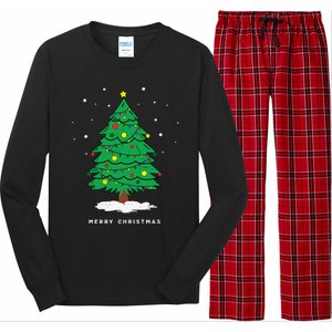 Retro Xmas Merry Christmas Tree Lights Long Sleeve Pajama Set