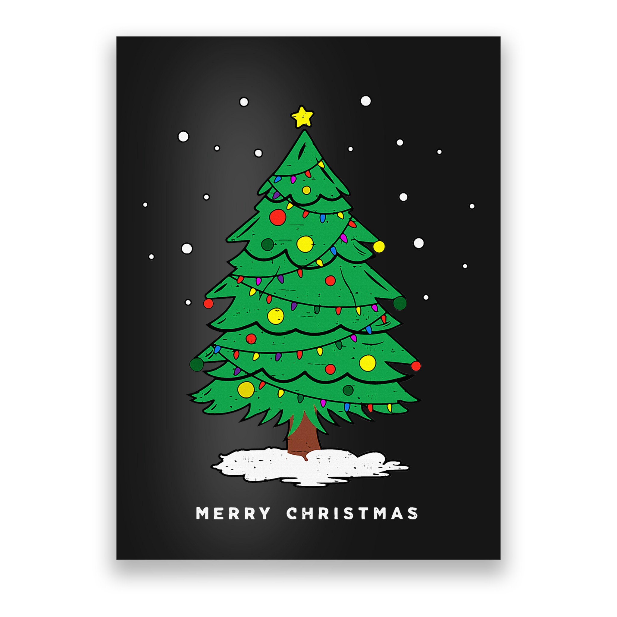Retro Xmas Merry Christmas Tree Lights Poster