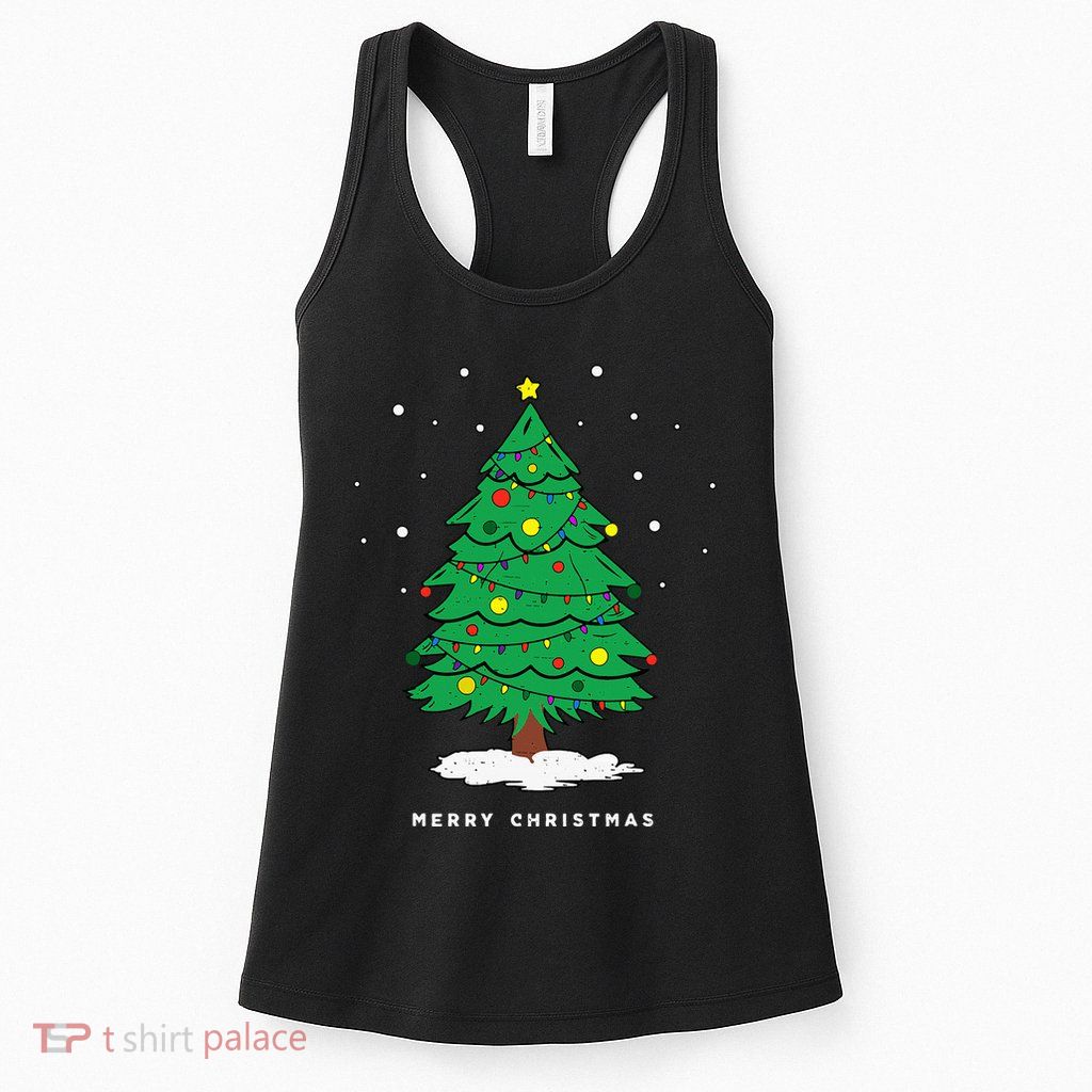Retro Xmas Merry Christmas Tree Lights Womens Tank Top