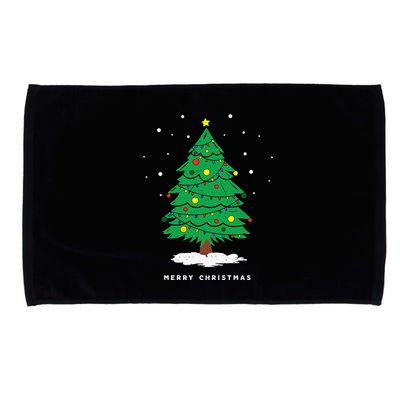 Retro Xmas Merry Christmas Tree Lights Microfiber Hand Towel