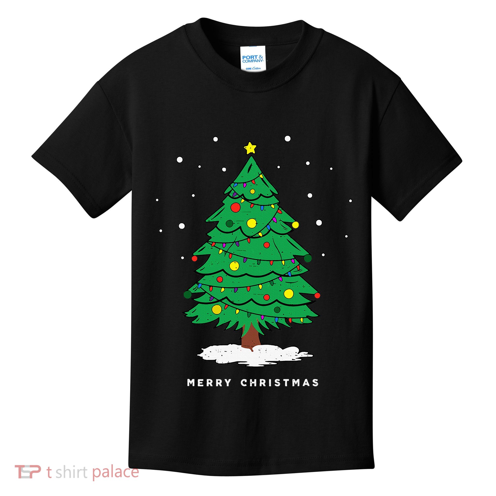 Retro Xmas Merry Christmas Tree Lights Kids T-Shirt