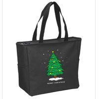 Retro Xmas Merry Christmas Tree Lights Zip Tote Bag