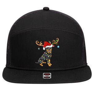 Rottweiler Xmas Santa's Reindeer Rottweiler Christmas Meaningful Gift 7 Panel Mesh Trucker Snapback Hat