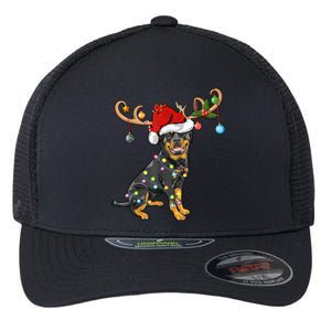 Rottweiler Xmas Santa's Reindeer Rottweiler Christmas Meaningful Gift Flexfit Unipanel Trucker Cap