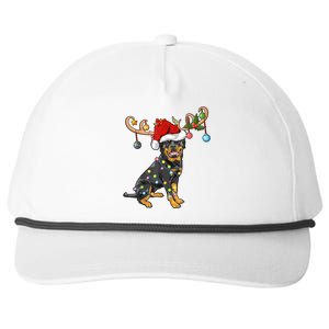 Rottweiler Xmas Santa's Reindeer Rottweiler Christmas Meaningful Gift Snapback Five-Panel Rope Hat