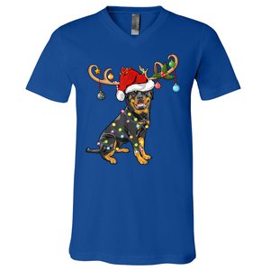 Rottweiler Xmas Santa's Reindeer Rottweiler Christmas Meaningful Gift V-Neck T-Shirt