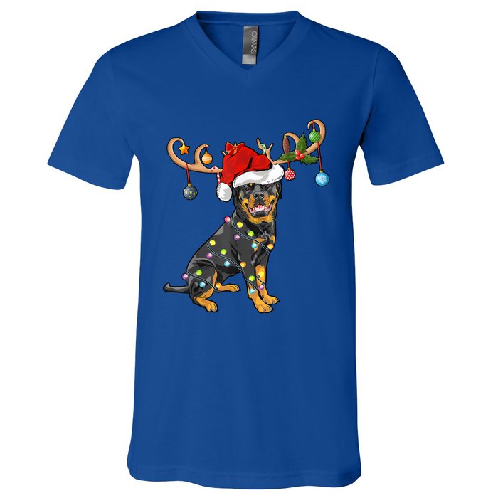 Rottweiler Xmas Santa's Reindeer Rottweiler Christmas Meaningful Gift V-Neck T-Shirt