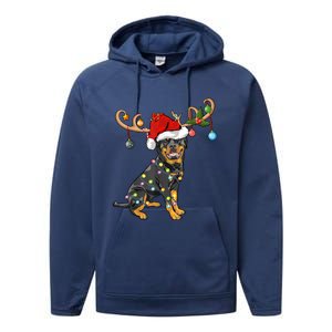 Rottweiler Xmas Santa's Reindeer Rottweiler Christmas Meaningful Gift Performance Fleece Hoodie