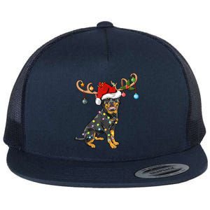 Rottweiler Xmas Santa's Reindeer Rottweiler Christmas Meaningful Gift Flat Bill Trucker Hat