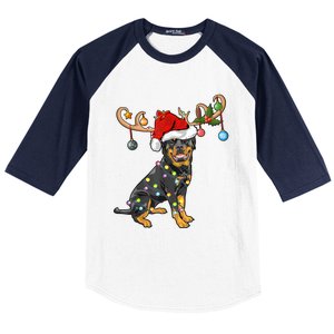 Rottweiler Xmas Santa's Reindeer Rottweiler Christmas Meaningful Gift Baseball Sleeve Shirt