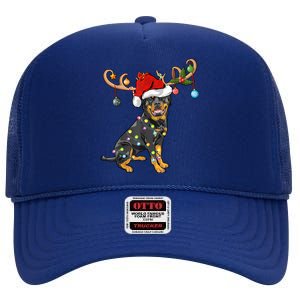 Rottweiler Xmas Santa's Reindeer Rottweiler Christmas Meaningful Gift High Crown Mesh Back Trucker Hat