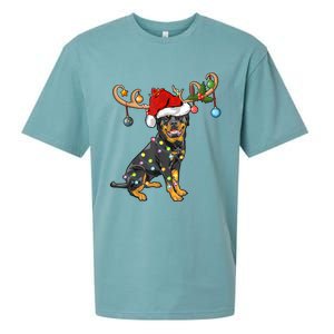 Rottweiler Xmas Santa's Reindeer Rottweiler Christmas Meaningful Gift Sueded Cloud Jersey T-Shirt