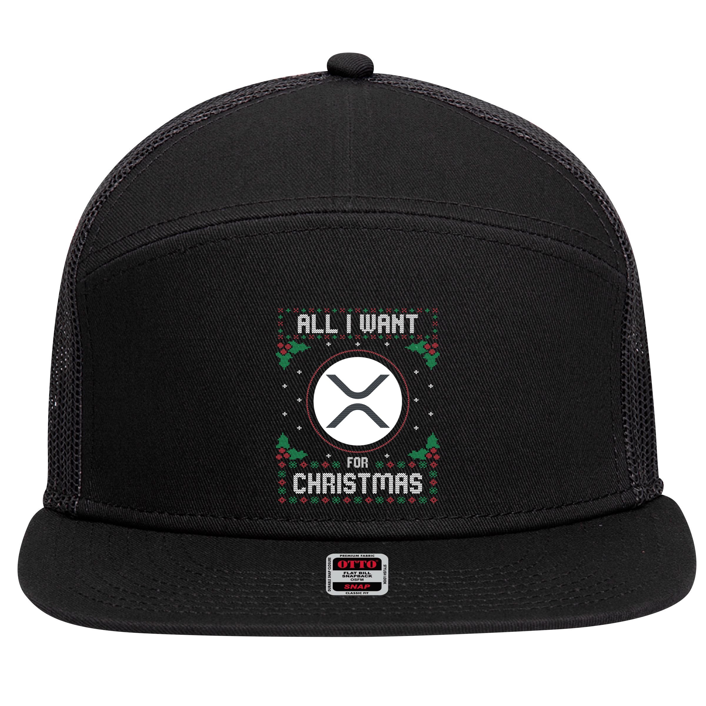 Ripple Xrp Ugly Christmas Sweater All I Want For Xmas Meaningful Gift 7 Panel Mesh Trucker Snapback Hat
