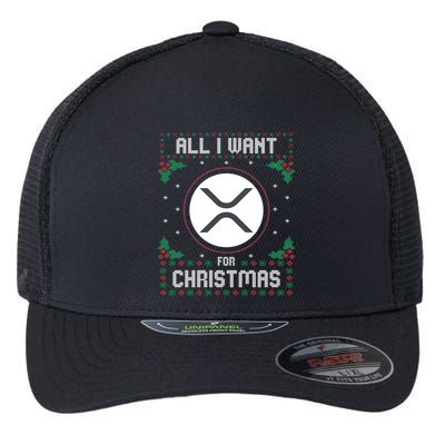 Ripple Xrp Ugly Christmas Sweater All I Want For Xmas Meaningful Gift Flexfit Unipanel Trucker Cap