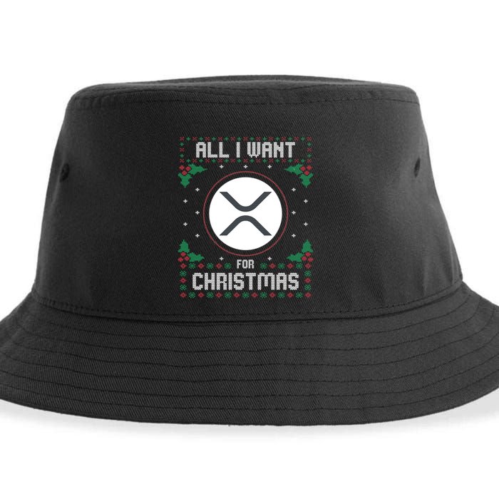 Ripple Xrp Ugly Christmas Sweater All I Want For Xmas Meaningful Gift Sustainable Bucket Hat