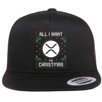 Ripple Xrp Ugly Christmas Sweater All I Want For Xmas Meaningful Gift Flat Bill Trucker Hat