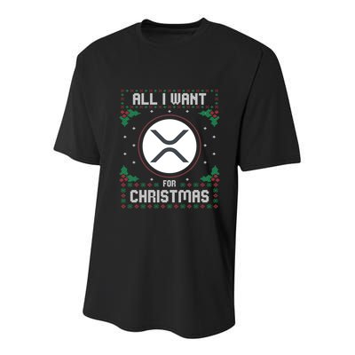 Ripple Xrp Ugly Christmas Sweater All I Want For Xmas Meaningful Gift Youth Performance Sprint T-Shirt