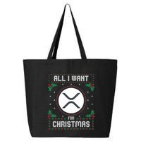 Ripple Xrp Ugly Christmas Sweater All I Want For Xmas Meaningful Gift 25L Jumbo Tote