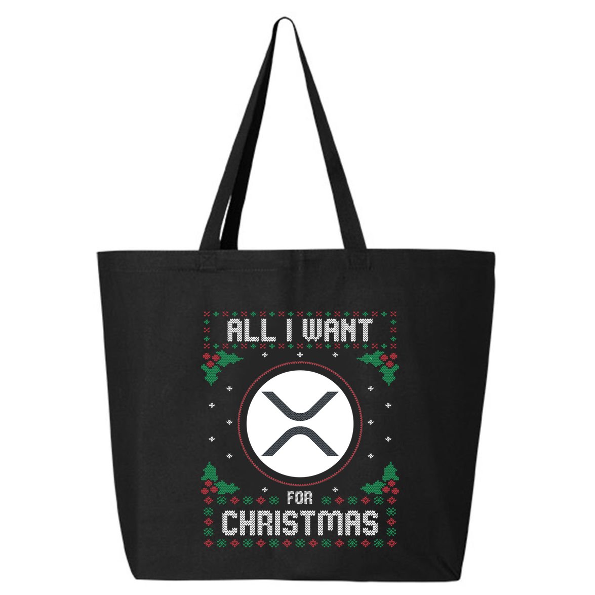 Ripple Xrp Ugly Christmas Sweater All I Want For Xmas Meaningful Gift 25L Jumbo Tote