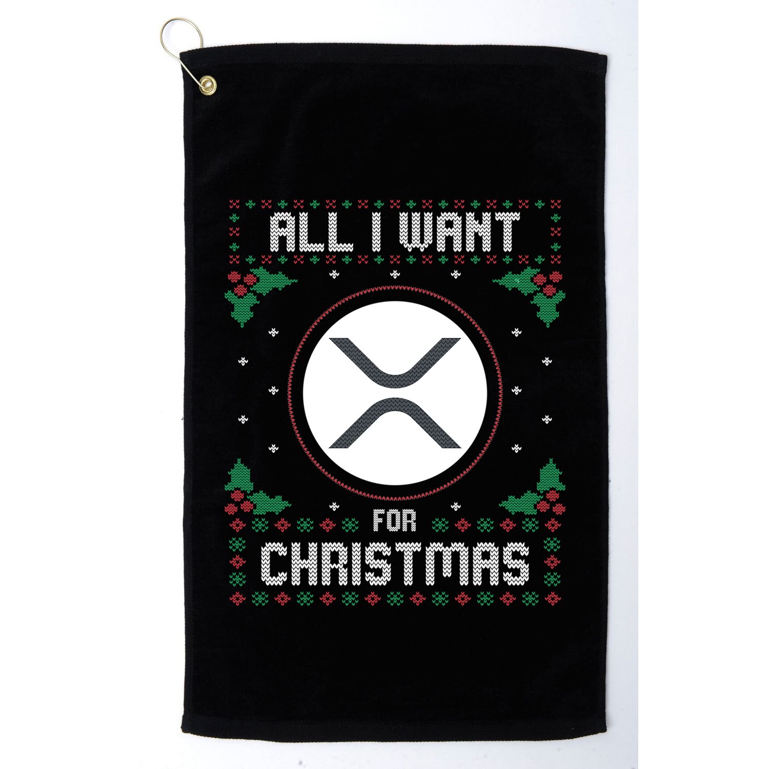 Ripple Xrp Ugly Christmas Sweater All I Want For Xmas Meaningful Gift Golf Towel