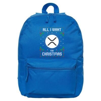 Ripple Xrp Ugly Christmas Sweater All I Want For Xmas Meaningful Gift 16 in Basic Backpack