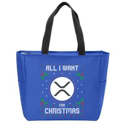 Ripple Xrp Ugly Christmas Sweater All I Want For Xmas Meaningful Gift Zip Tote Bag