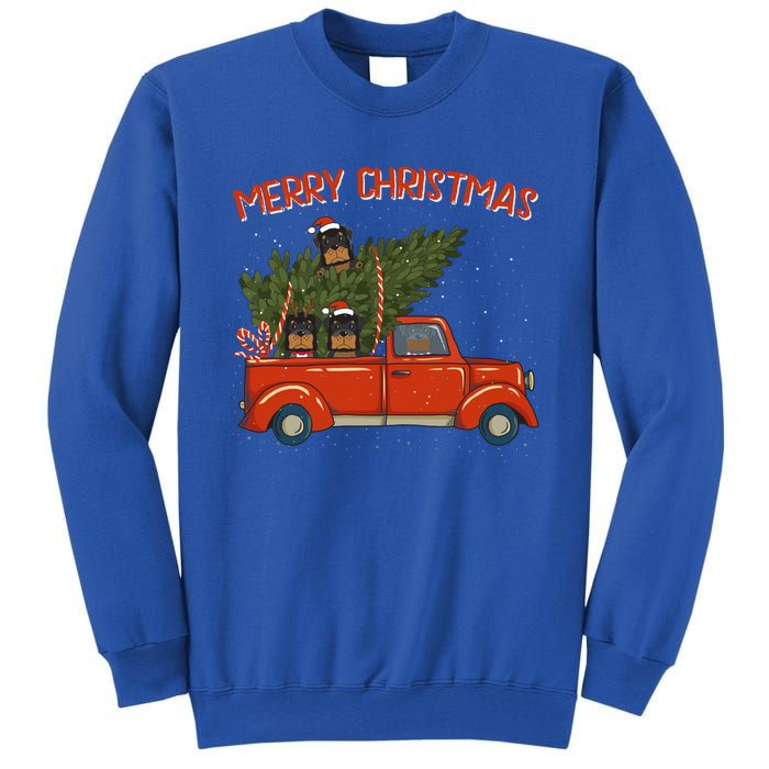 Rottweiler Xmas Vintage Red Pickup Retro Truck Meaningful Gift Sweatshirt